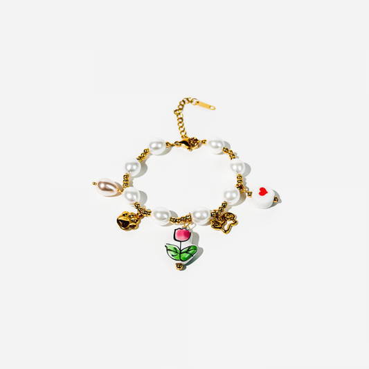 Gold-plated Titanium with Pearls Bracelet