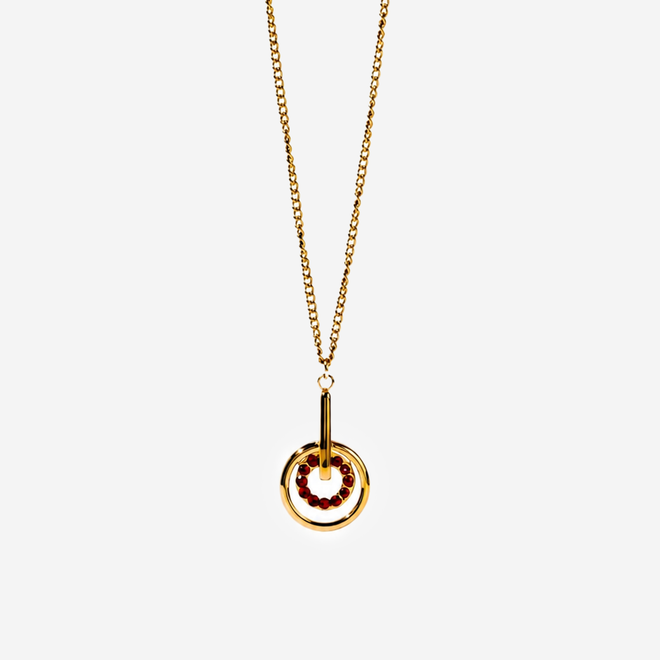 Gold-plated Titanium With Red Stone Necklace