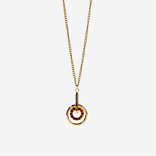 Gold-plated Titanium With Red Stone Necklace