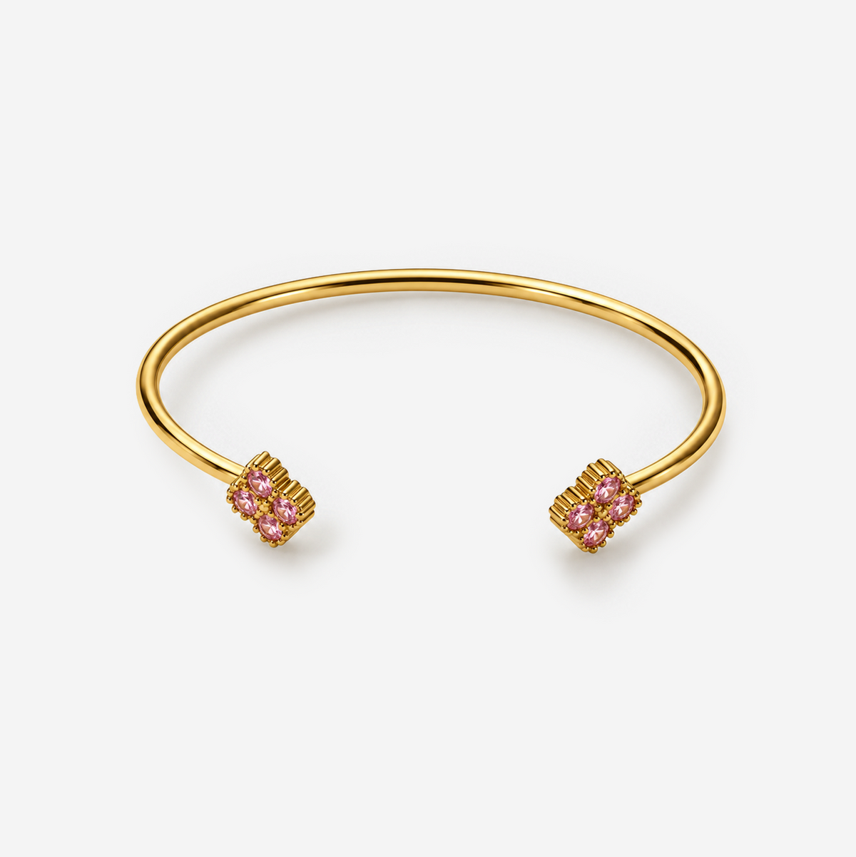 Gold-Plated Titanium Bracelet with Pink Stone