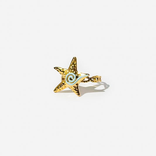 Gold-plated Titanium Sea Star Shaped Ring