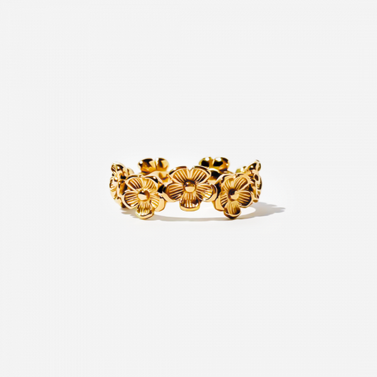 Gold-plated Titanium Flower Shape Ring