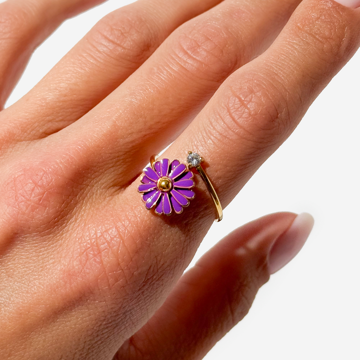Gold-plated Titanium Flower Shaped Ring