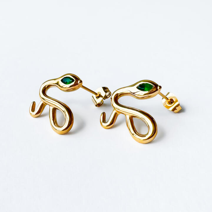 Gold-plated Titanium Snake Shaped Earrings