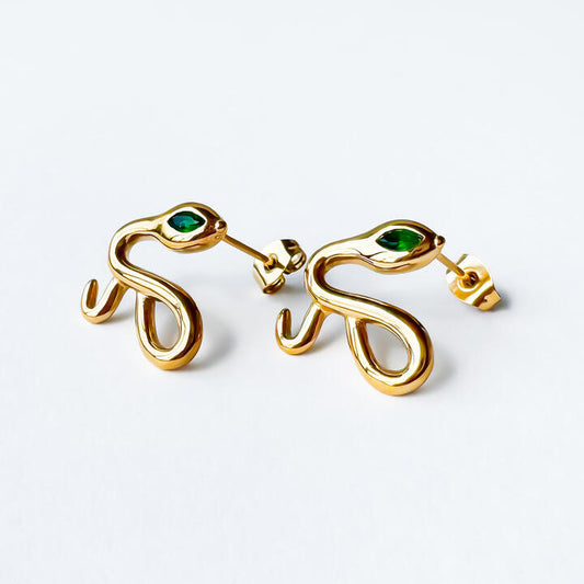 მოოქროვილი ტიტანის გველის ფორმის საყურეები