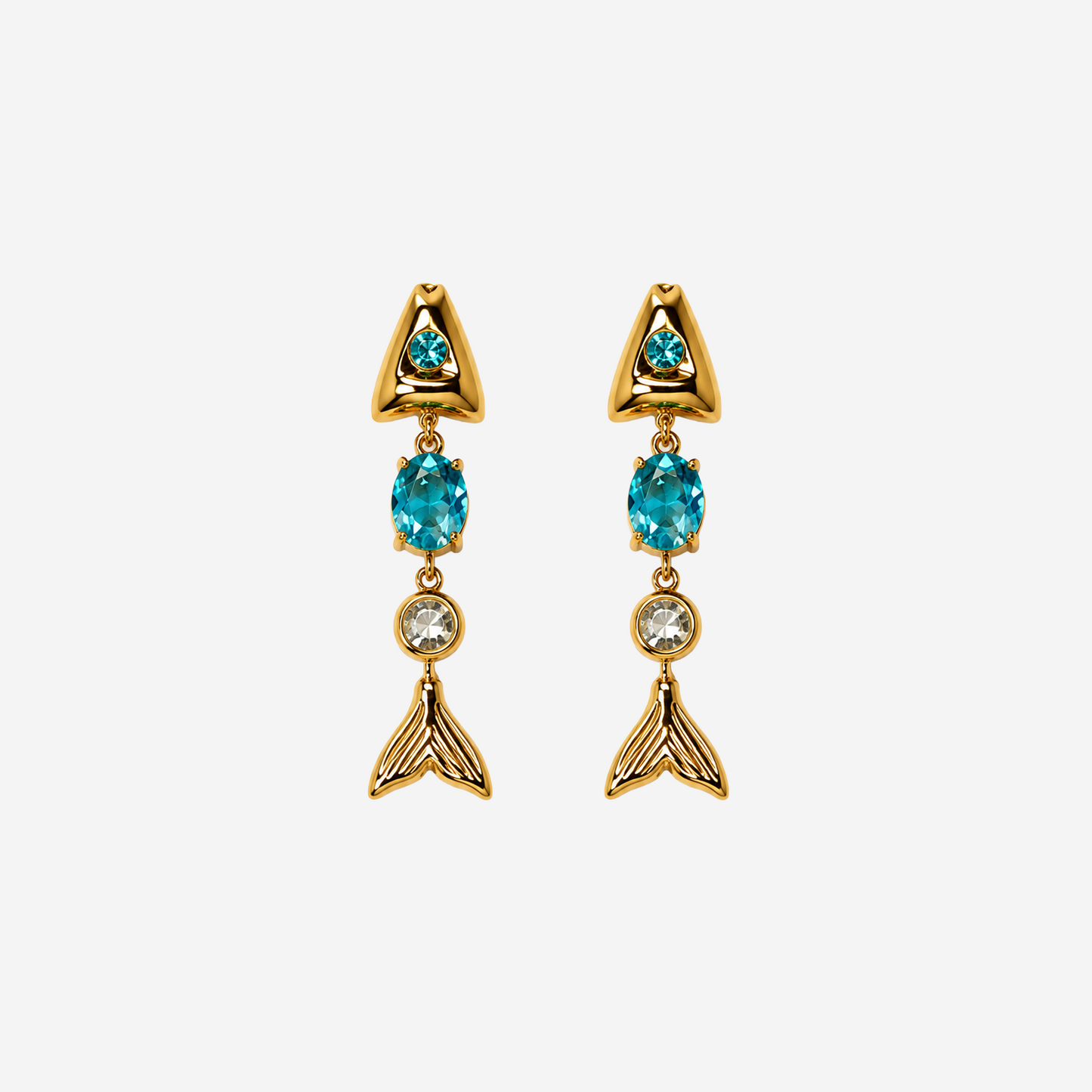 Gold-plated Titanium Blue Earrings