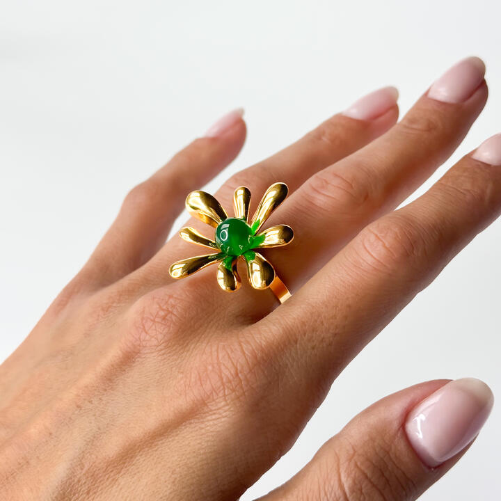 Gold-plated Titanium Flower Shaped Ring