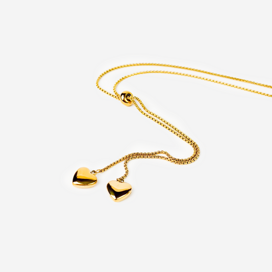 Gold-plated Titanium with Hearts Necklace