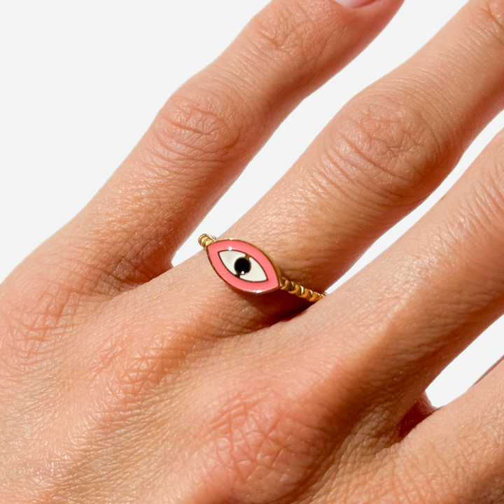 Gold-plated Titanium Eye Shaped Ring