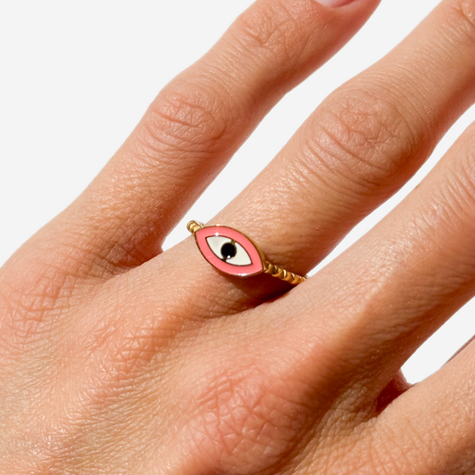 Gold-plated Titanium Eye Shaped Ring