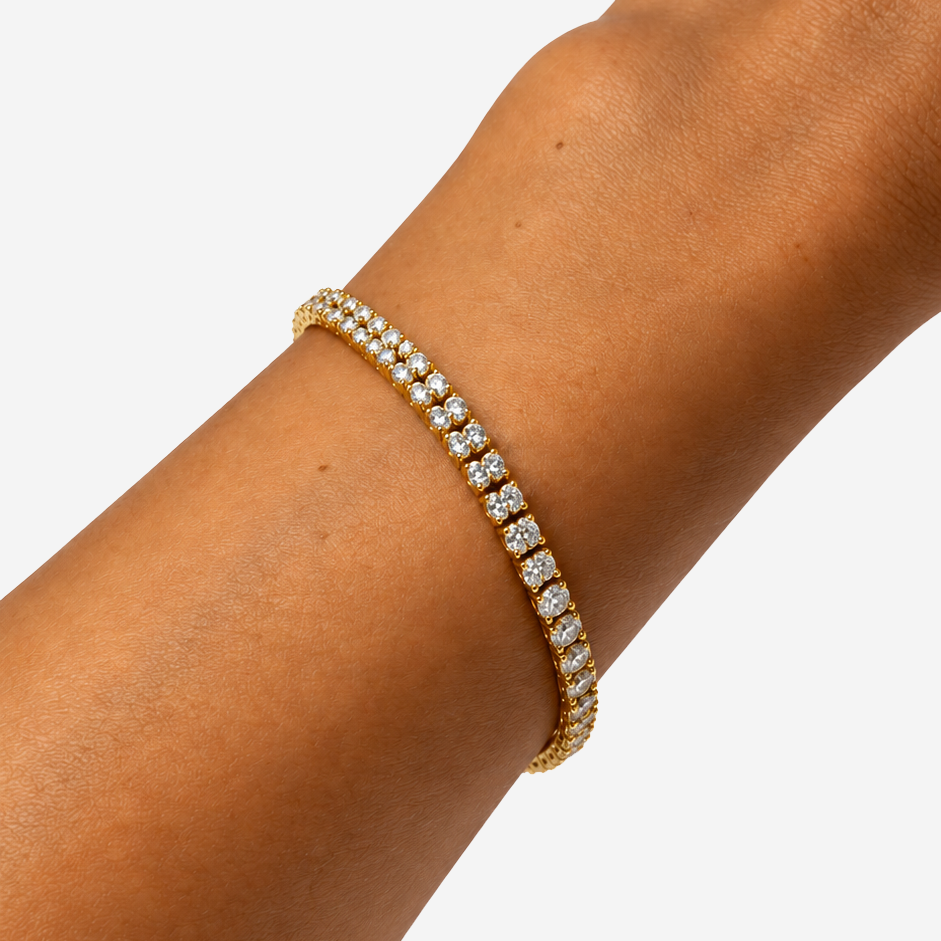 Gold-plated Titanium White Stone Bracelet