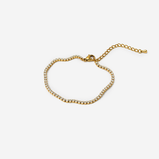 Gold-plated Titanium With White Stones Bracelet