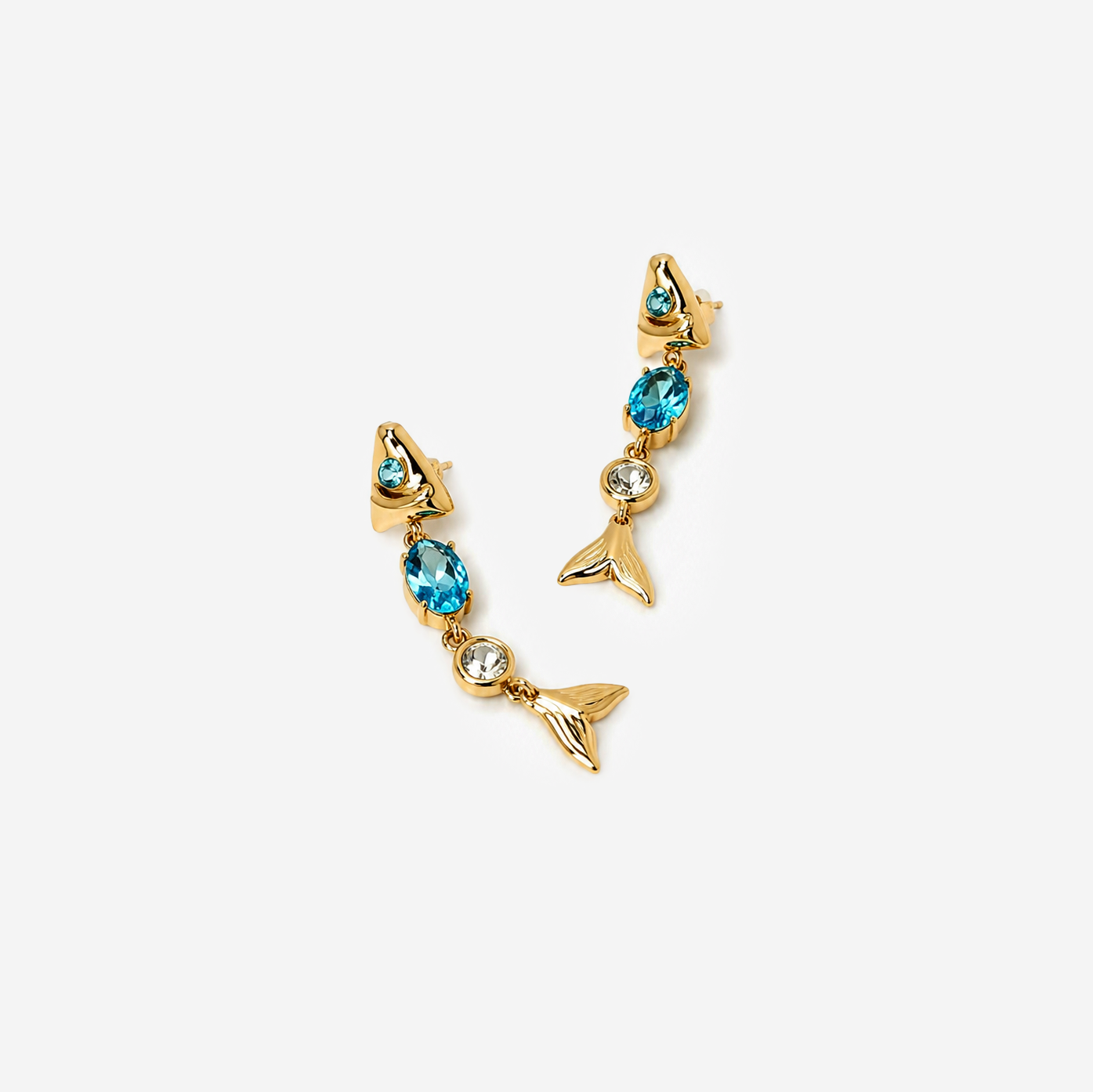 Gold-plated Titanium Blue Earrings