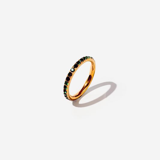 Gold-plated Titanium With Green Stone Ring