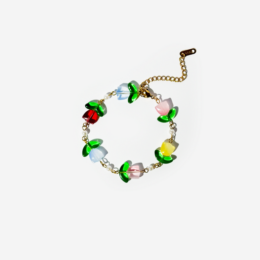 Flower Shaped Gold-plated Titanium Bracelet