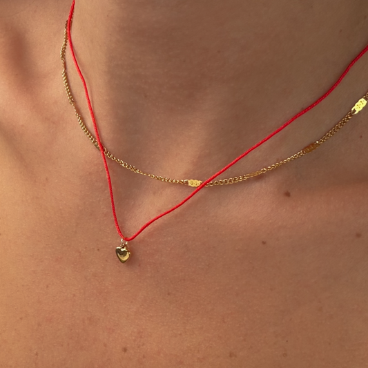 Gold-plated Titanium Double with Heart Necklace