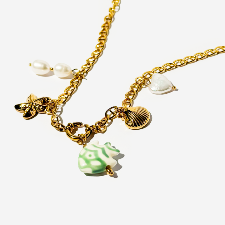 Gold-Plated Titanium Necklace with Charms