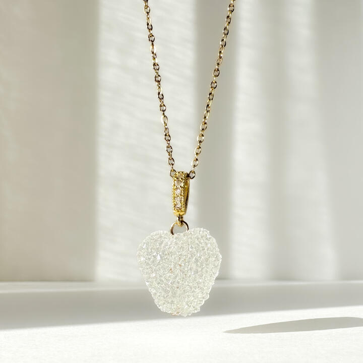 Gold-Plated Titanium White Necklace with Heart Pendant