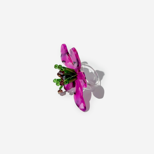 Purple Acrylic Flower-Shaped Ring