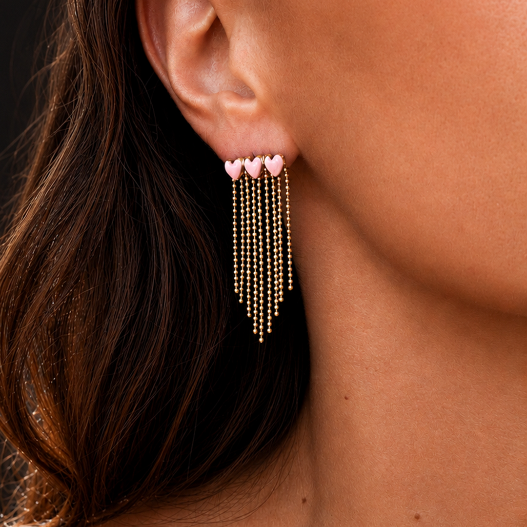 Pink heart shaped earring