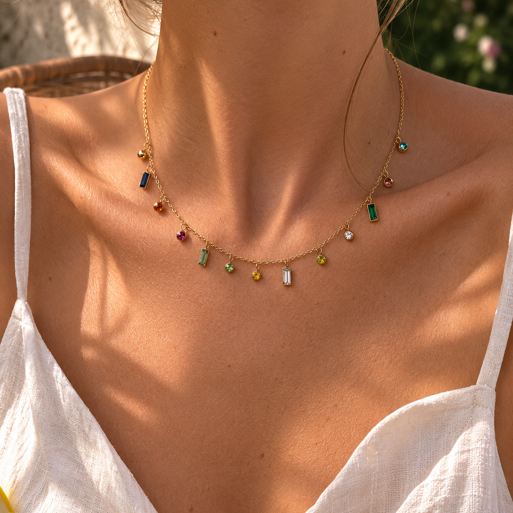 Gold-plated Titanium Colorful Necklace