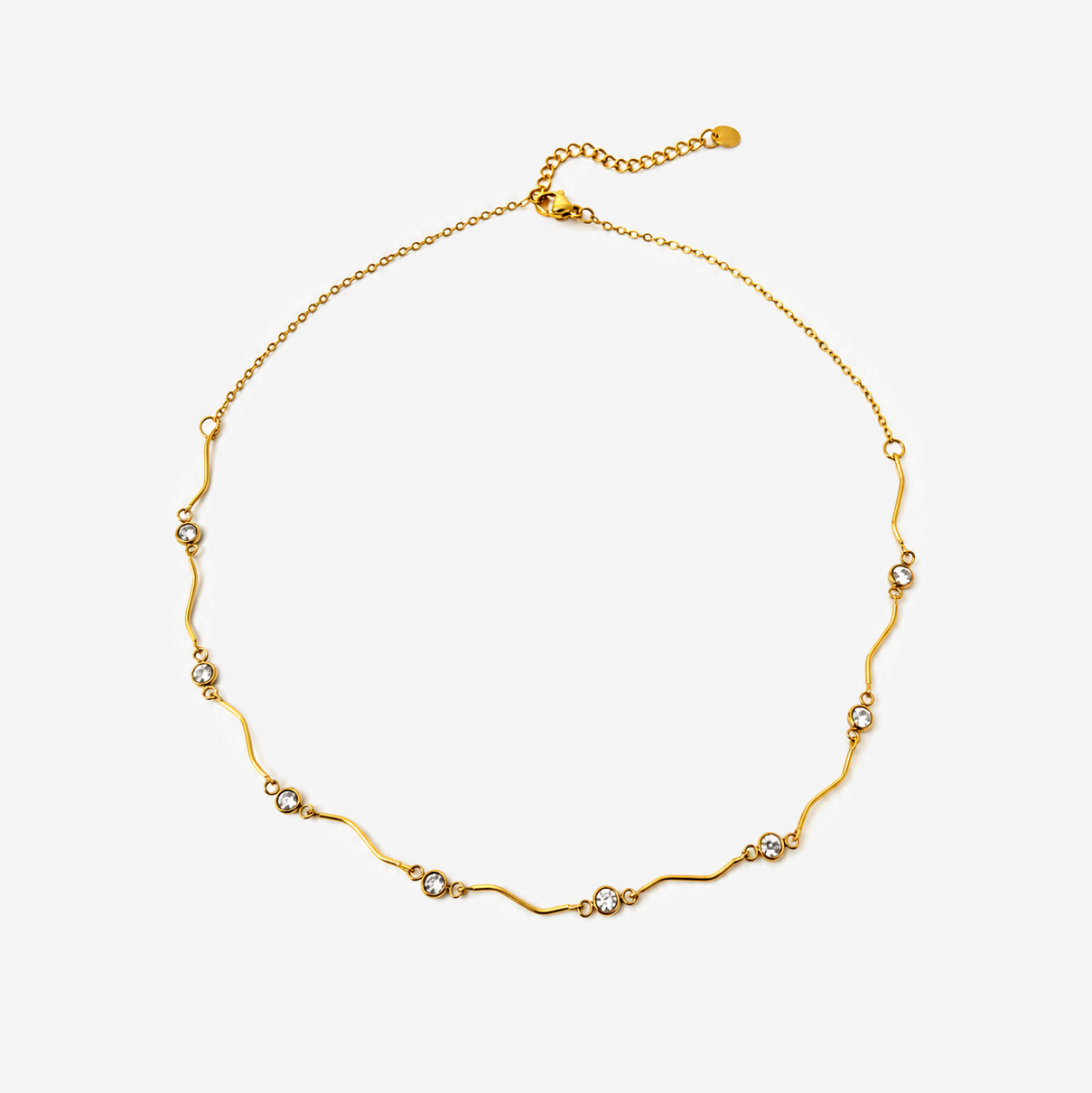 Gold-plated Titanium White Stone Necklace