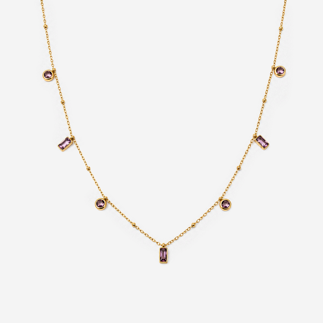 Gold-plated Titanium Purple Stone Necklace