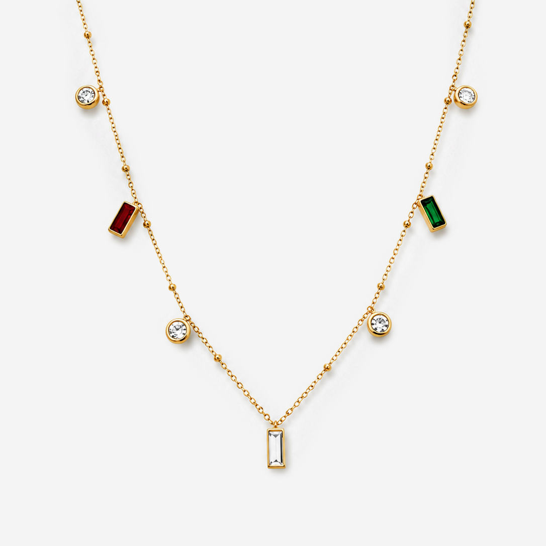 Gold-plated Titanium Colorful Stone Necklace