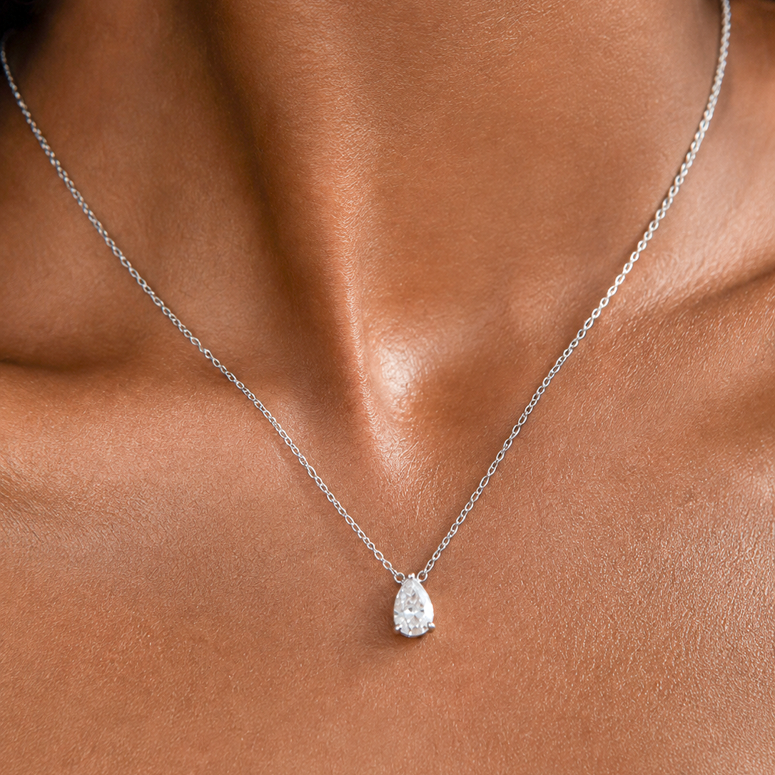 Gold-plated Titanium White Stone Necklace