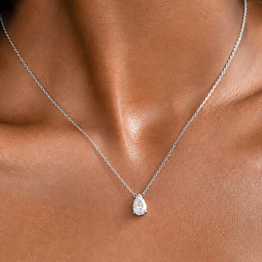Gold-plated Titanium White Stone Necklace