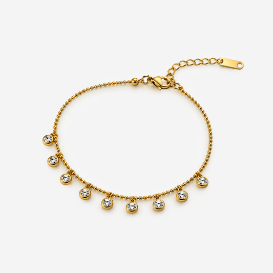 Gold-Plated Titanium Bracelet with White Stone