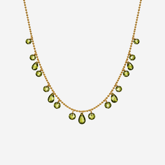 Green Disc Charm Necklace