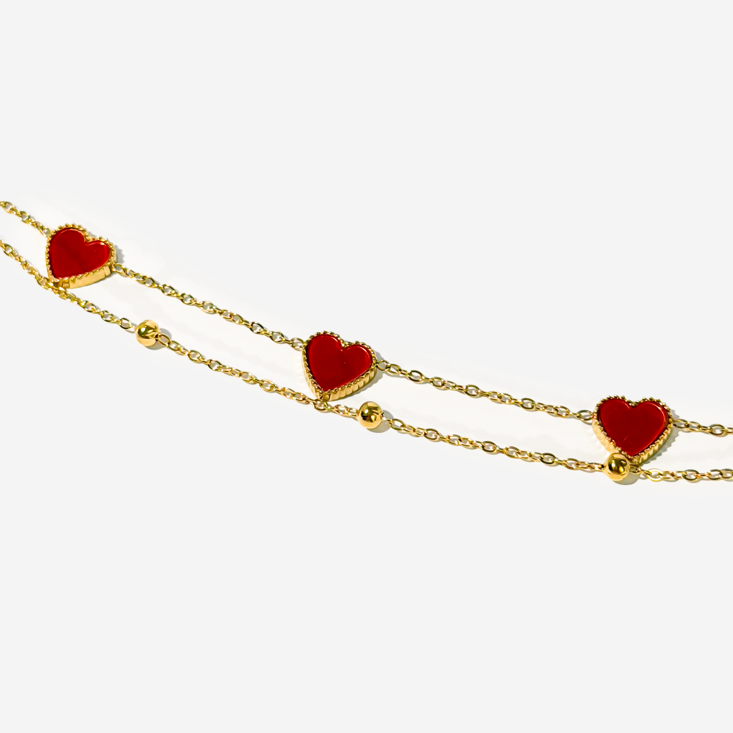 Gold-plated Titanium Red with Heart Bracelet