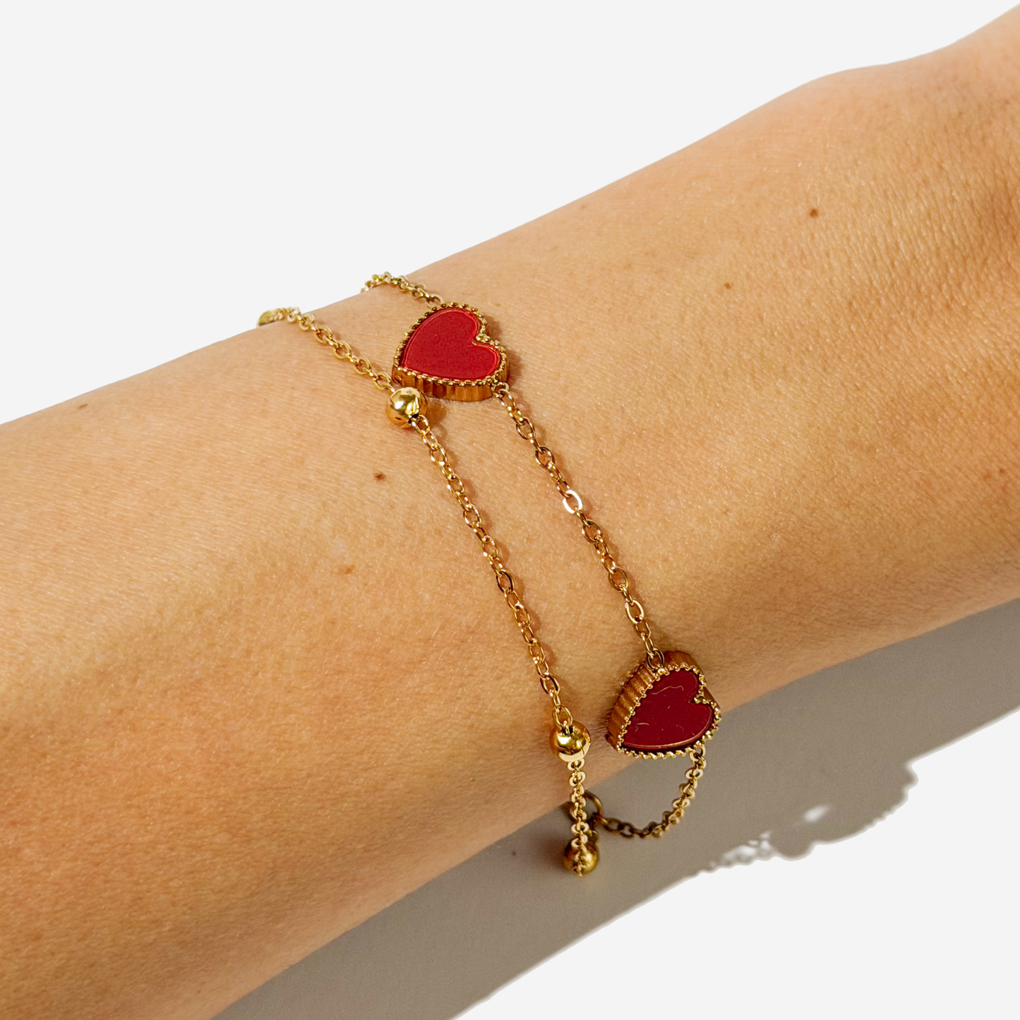Gold-plated Titanium Red with Heart Bracelet