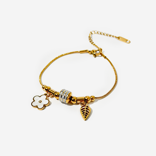 Gold-plated Titanium Flower Shaped Bracelet