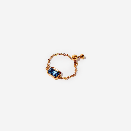 Gold-plated Titanium Blue With Stone Ring