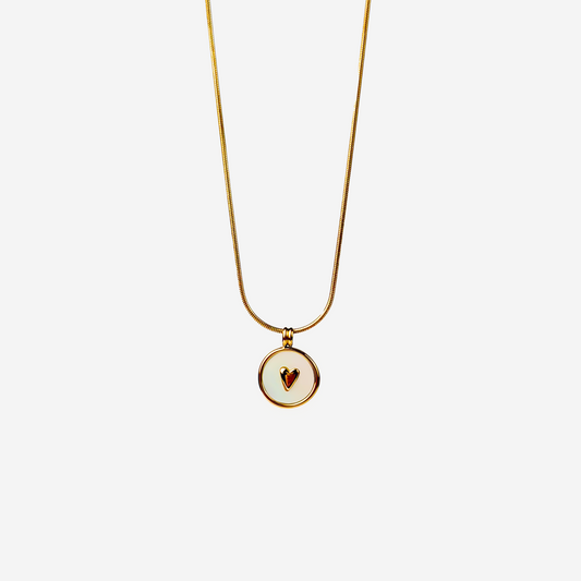 Gold-plated Titanium White with Heart Necklace