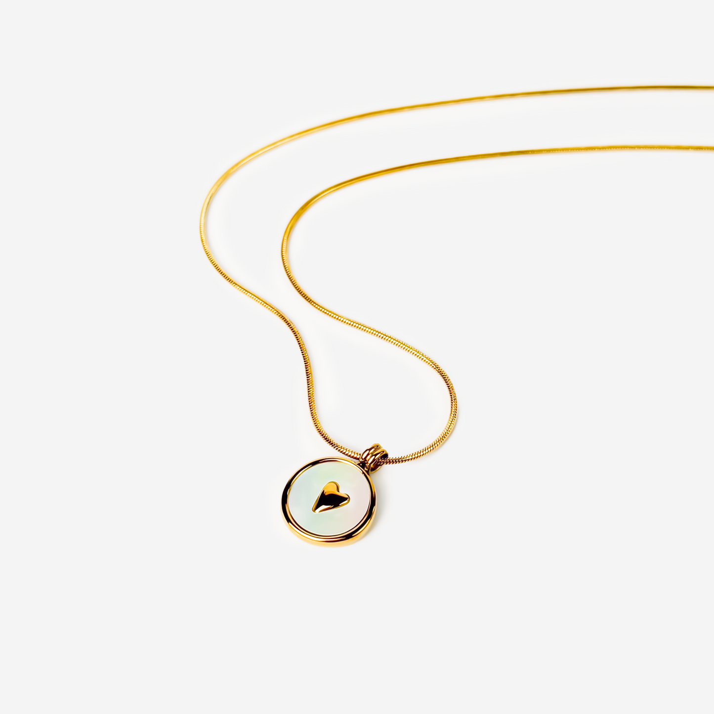 Gold-plated Titanium White with Heart Necklace