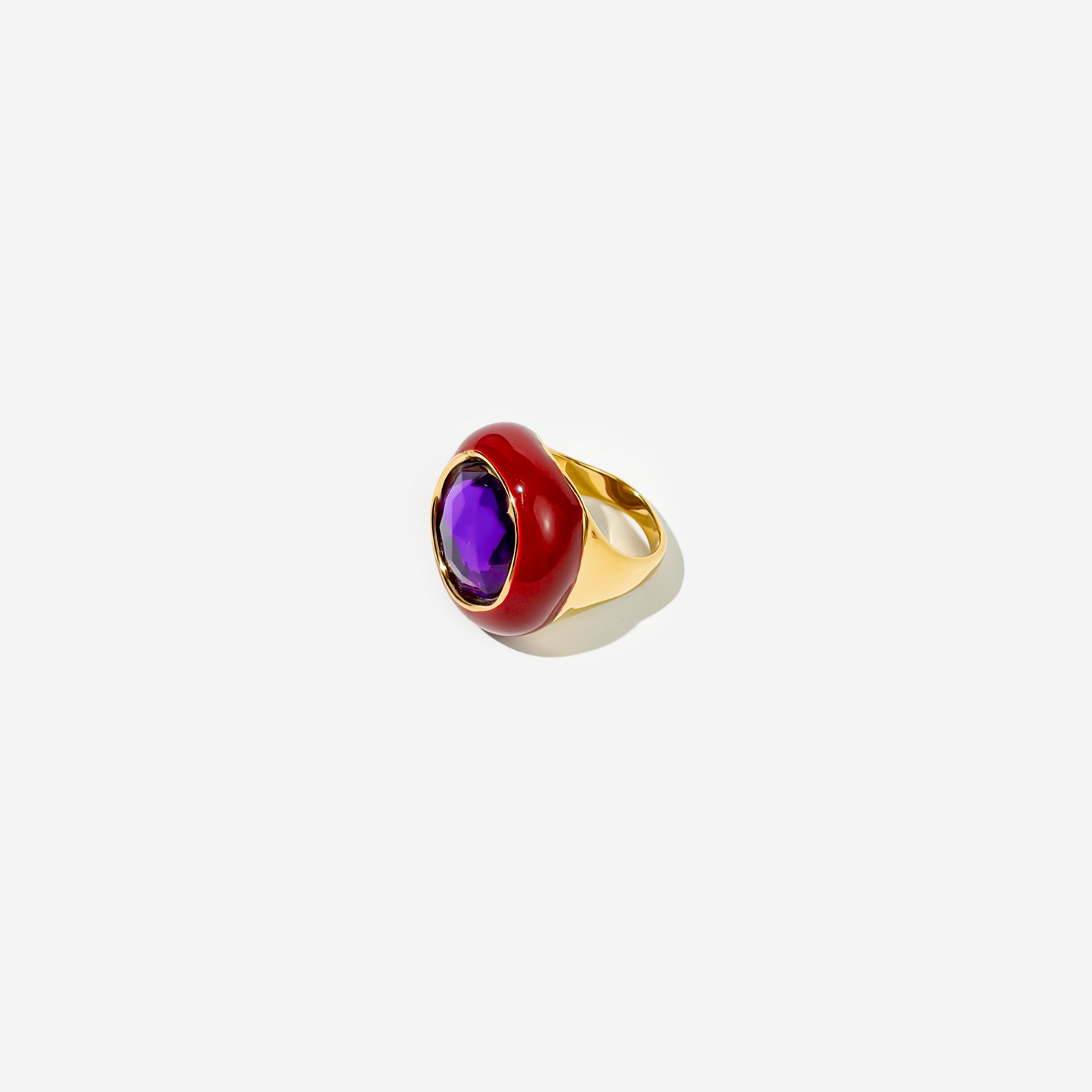 Gold-plated Titanium Colorful With Stones Ring