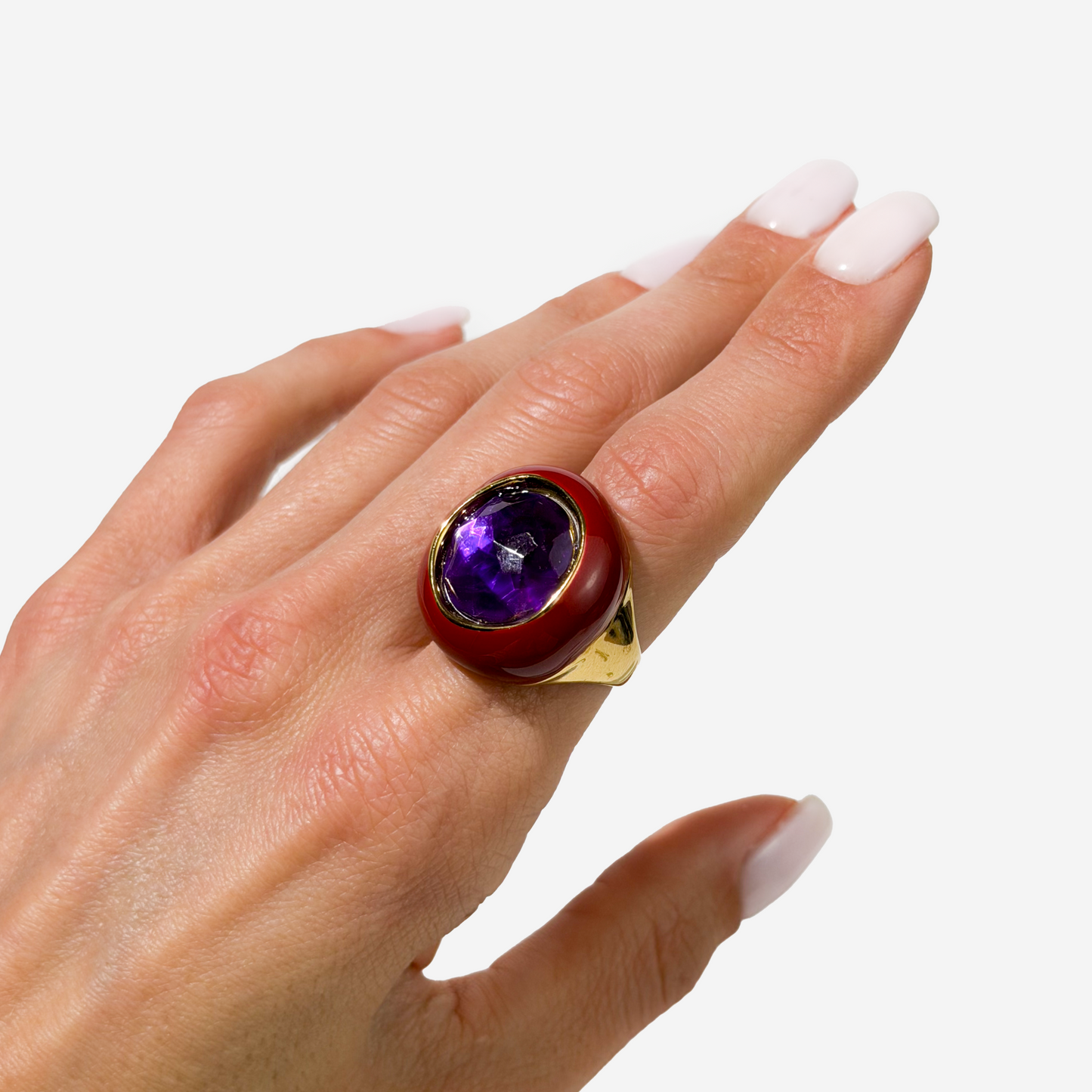 Gold-plated Titanium Colorful With Stones Ring