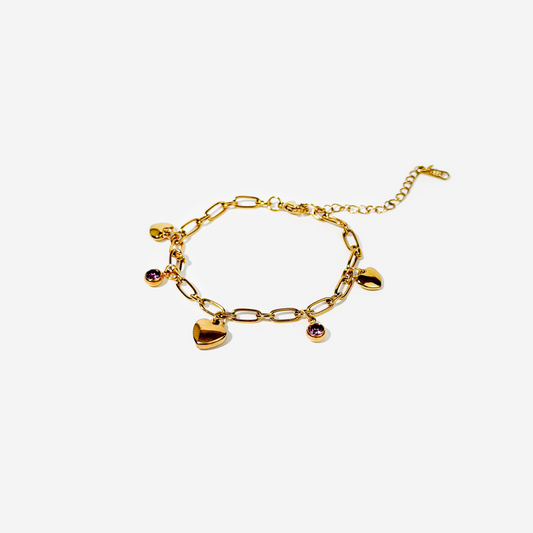Gold-plated Titanium Heart Shaped Bracelet