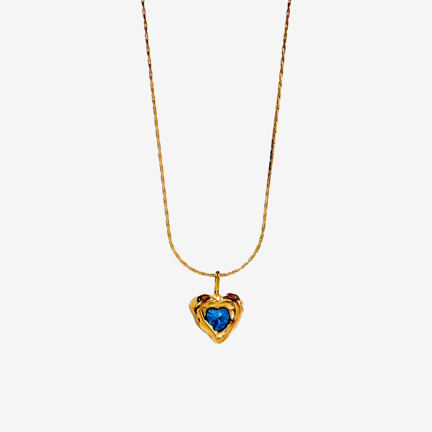 Gold-plated Titanium Blue Heart Necklace