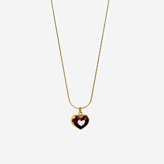 Gold-plated Titanium Red with Heart Necklace