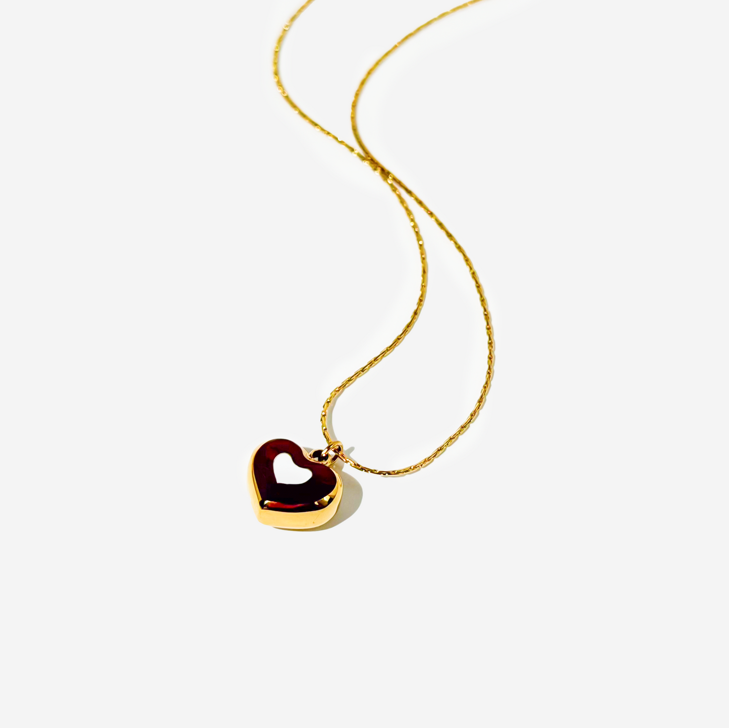 Gold-plated Titanium Red with Heart Necklace