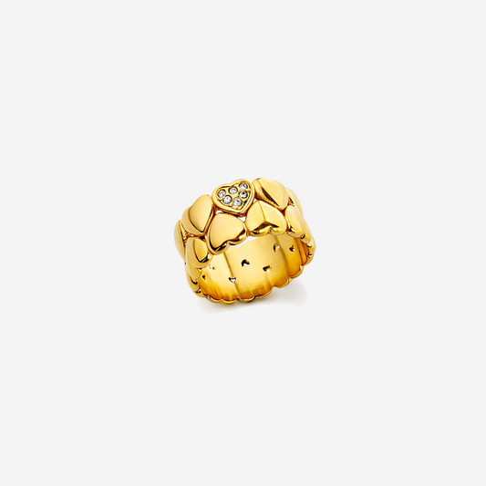Gold-plated Titanium with Hearts Ring