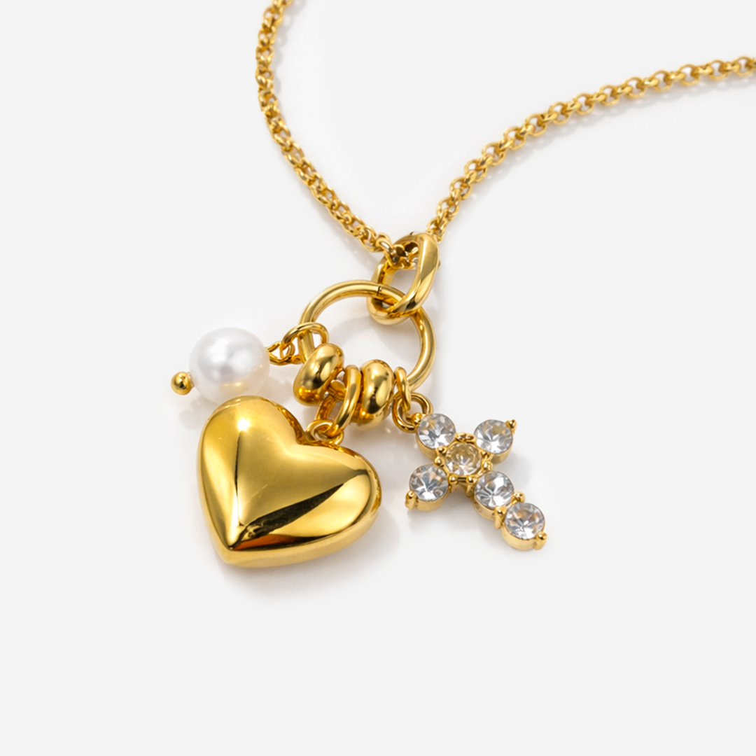 Gold-plated Titanium Necklace With Charms