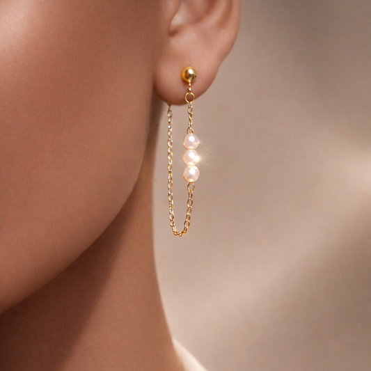 Gold-plated Titanium with Pearl Earrings