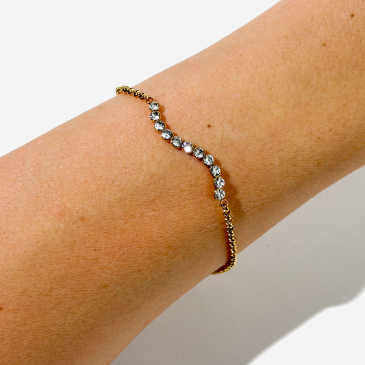 Gold-plated Titanium With Stone Bracelet