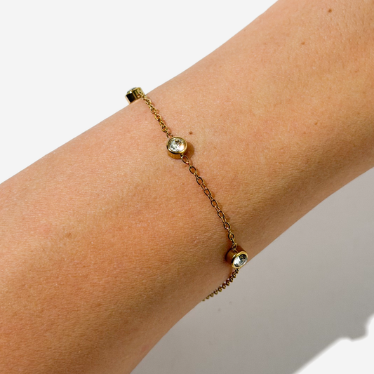 Gold-plated Titanium With Stone Bracelet