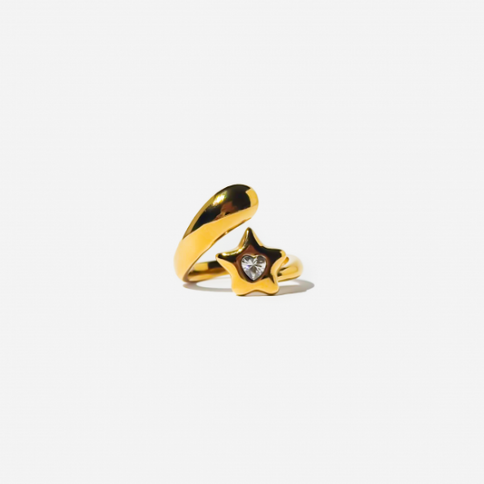 Gold-plated Titanium Star Shaped Ring